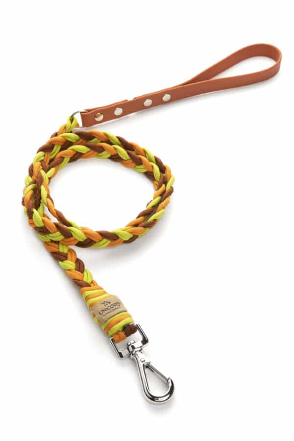 Braid Leash Lime/ Tangerine/ Rust Brown