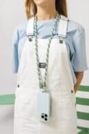 Waterfall Knitted mobile phone lanyard Light Blue/Green Guacamole