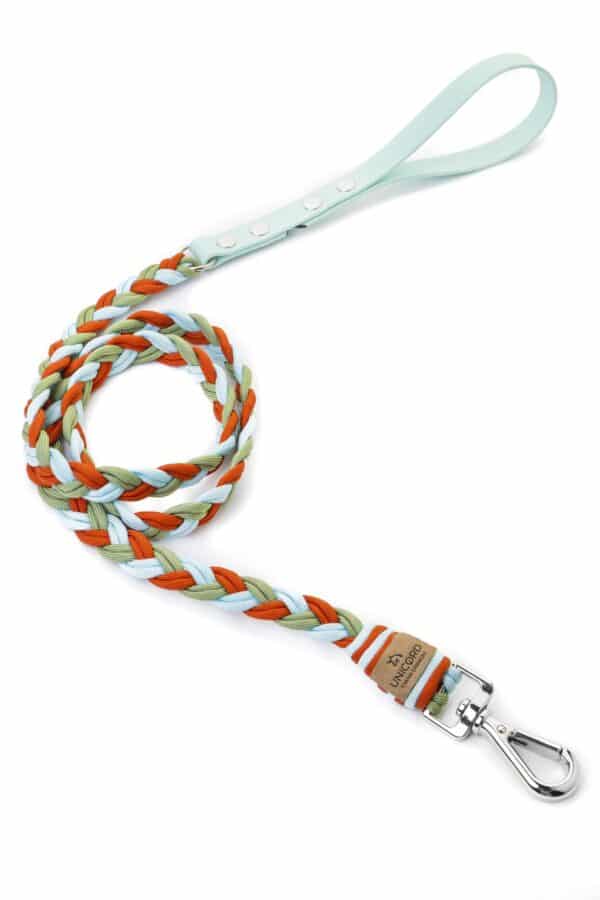 Braid Leash Guacamole Green/Orange/Light Blue