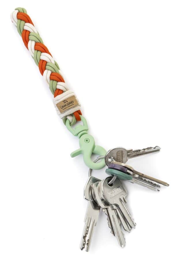 Braid Keychain Ecru/Orange/Green Guacamole