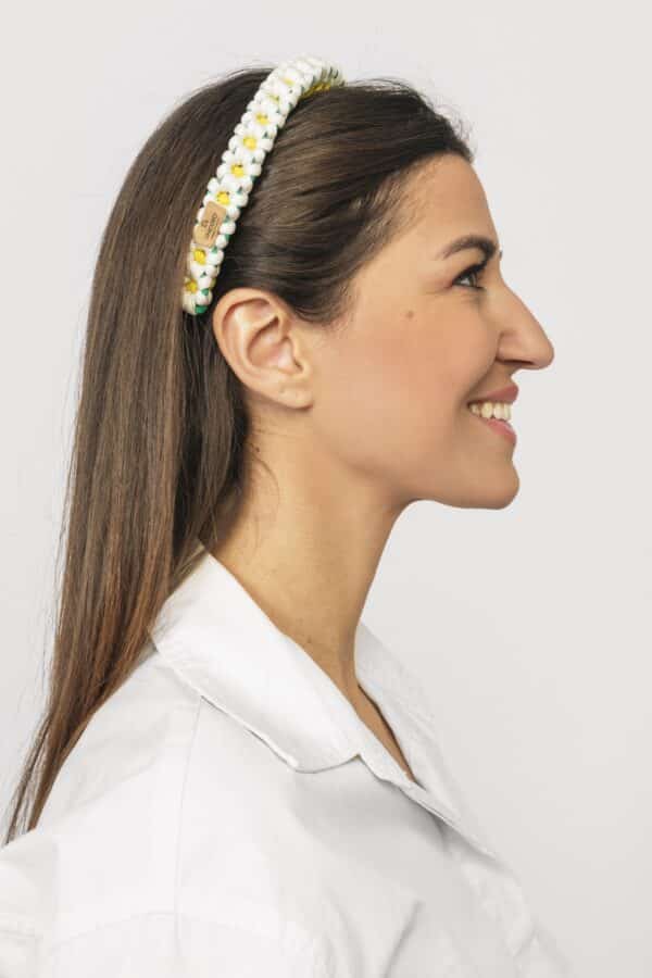 Flower Hairpin White/Green/Yellow