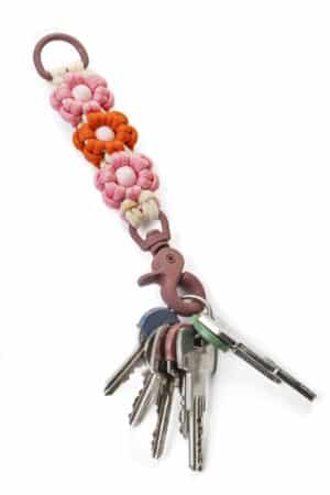 Blossom Keychain – Pink/Orange/Ecru/Pink Sequins