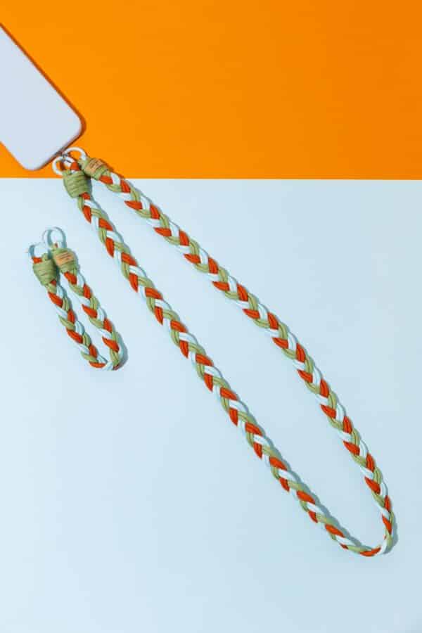 Braid Braided mobile phone lanyard Light Blue/Green/Orange