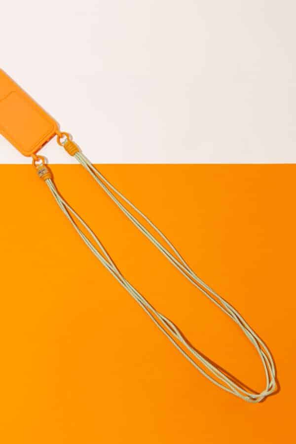 Mobile phone lanyard Mint/Orange checkered