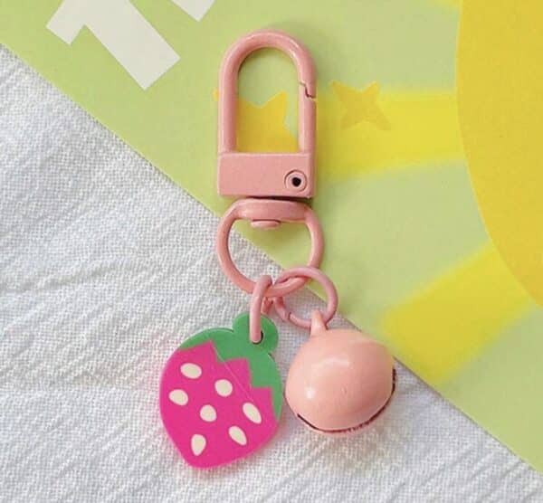 Strawberry dog jewelry with a bell