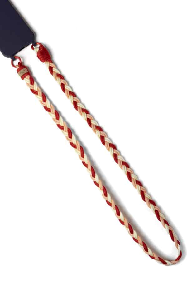 Braid Braided mobile phone lanyard Red/Pastel orange/Pastel yellow-red loop