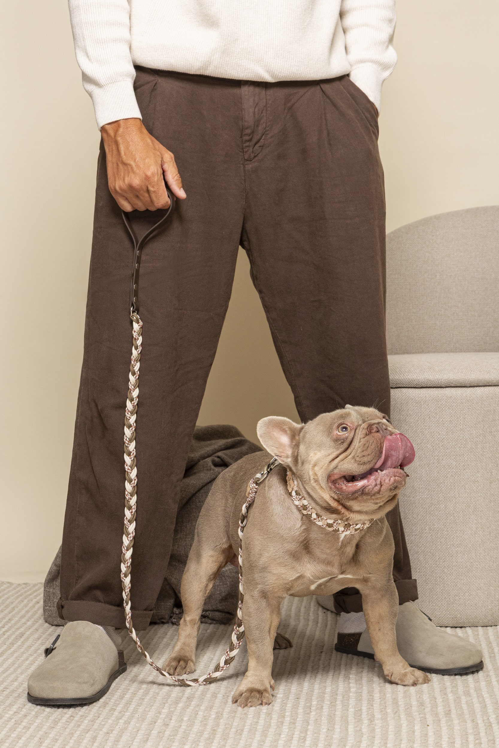 Braid Leash Καρό καφέ/ Καφέ branch/ Εκρού 2 Braid Leash Καρό καφέ/ Καφέ branch/ Εκρού - Image 2